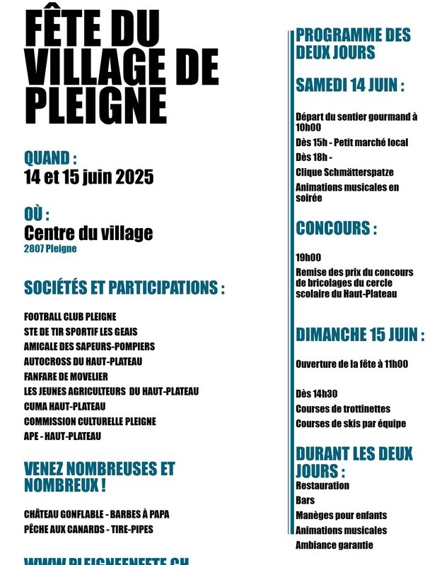 Programme Fête du village 2025