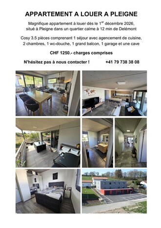 Appartement 3.5 pces à louer